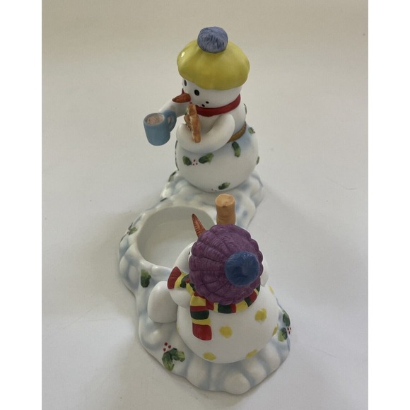 Partylite Snowbell Kids Votive Candle Holder Snowman Porcelain P7869 Christmas - Picture 3 of 11
